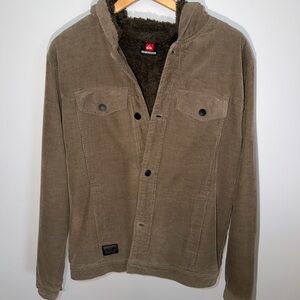 Quiksilver Men’s Sherpa-Lined Corduroy Shirt Jacket | Tan & Brown